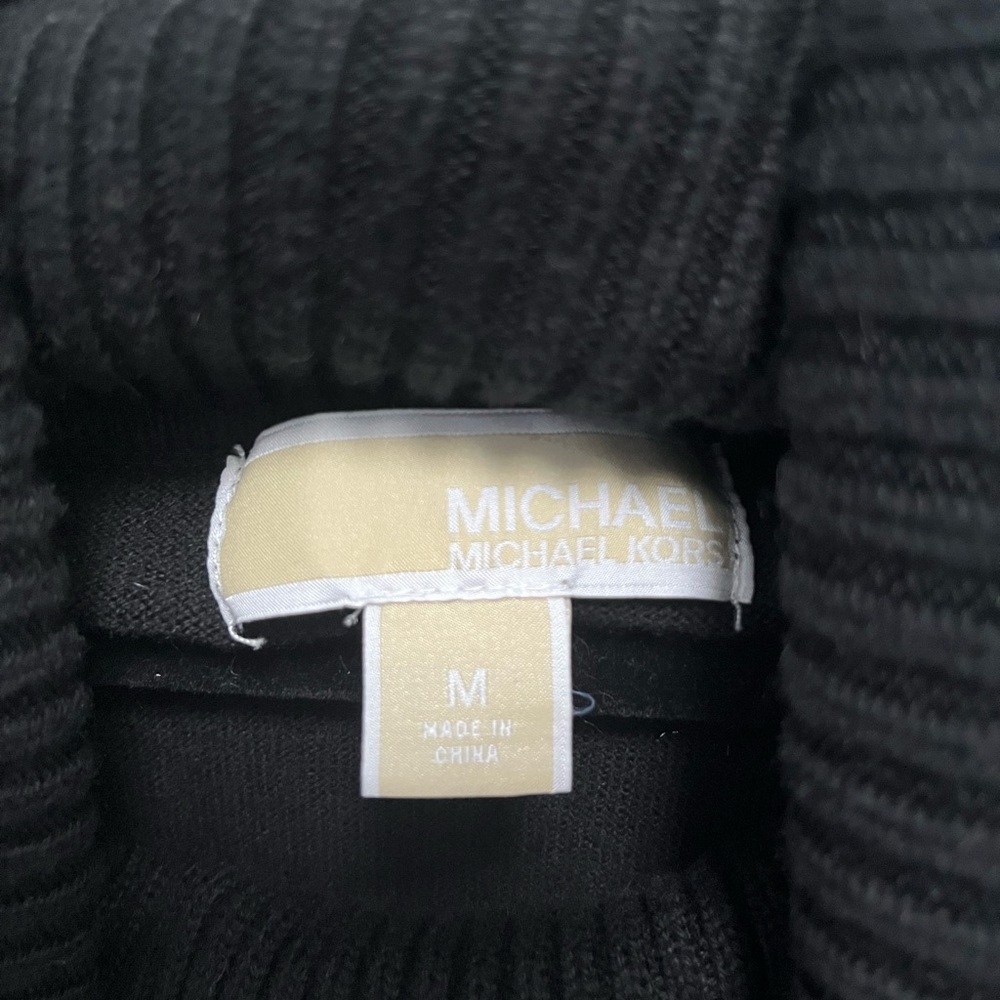 Michael Kors black fringe cowl turtle neck sweater Women’s Medium Cotton Blend - Picture 4 of 13